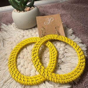 Plunder Vibrant Yellow Woven Earrings